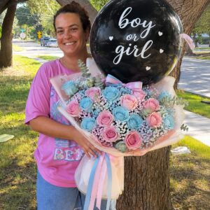 Gender Reveal Flower Bouquet with Balloon